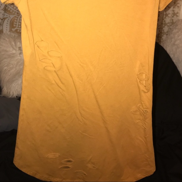 Goldish/ yellow distressed T-shirt dress - Picture 2 of 2